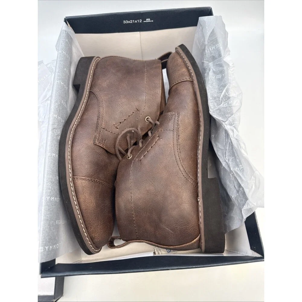 Tommy Hilfiger Men's Gibby Boots 8.5 Leather Lace-Up Old Money Classic Heritage